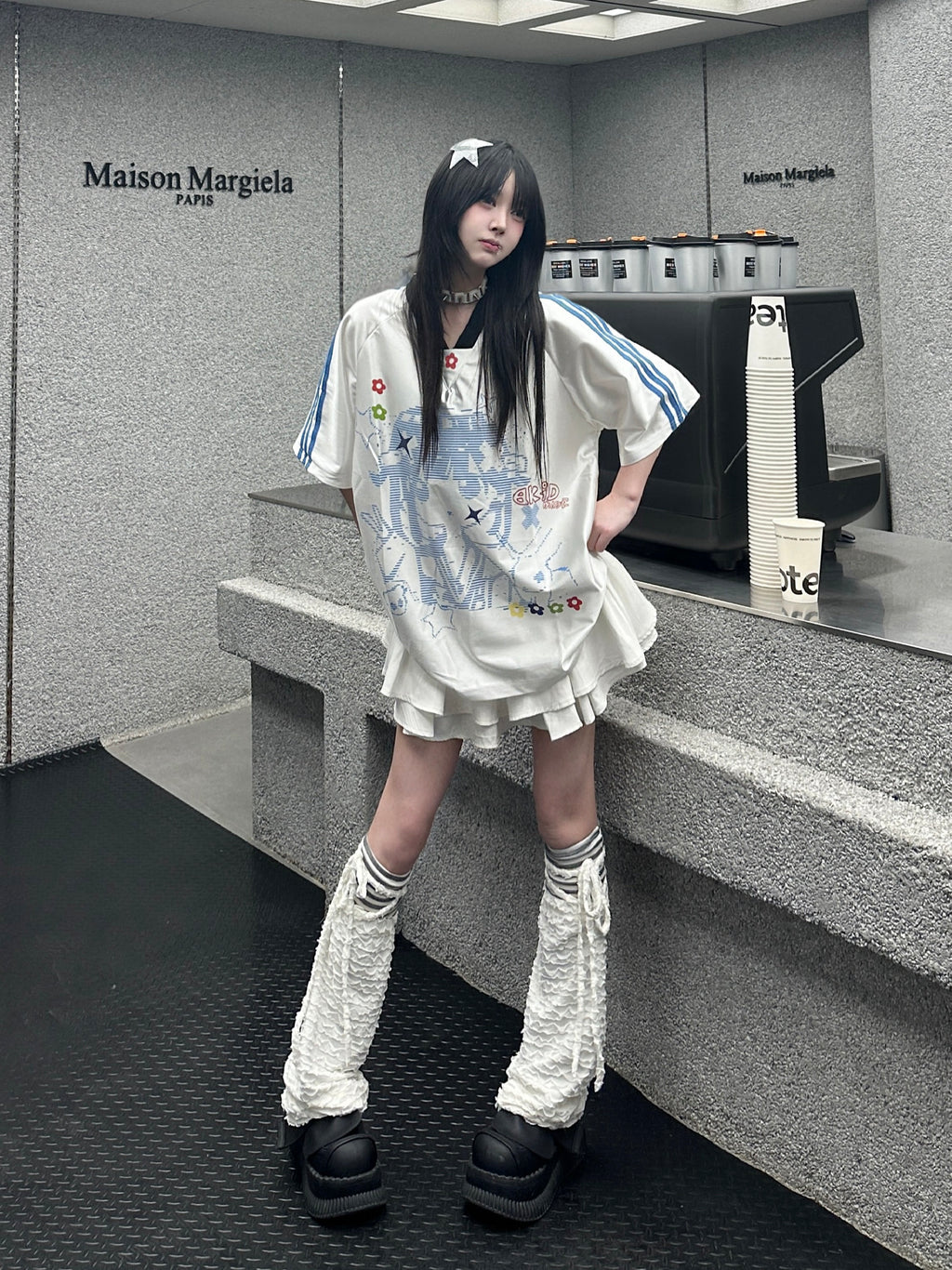 カレーレン アメカジヴィンテージ二次元Vネックユニフォーム半袖Tシャツ Y2K ユニセックス