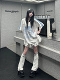 カレーレン アメカジヴィンテージ二次元Vネックユニフォーム半袖Tシャツ Y2K ユニセックス
