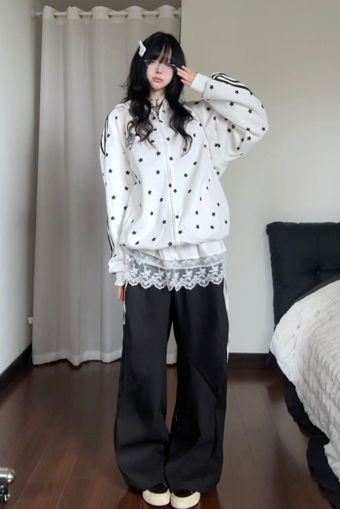 RICKY LUCKY 夏新作 星柄プリント フード付きUVカットパーカー ユニセックス