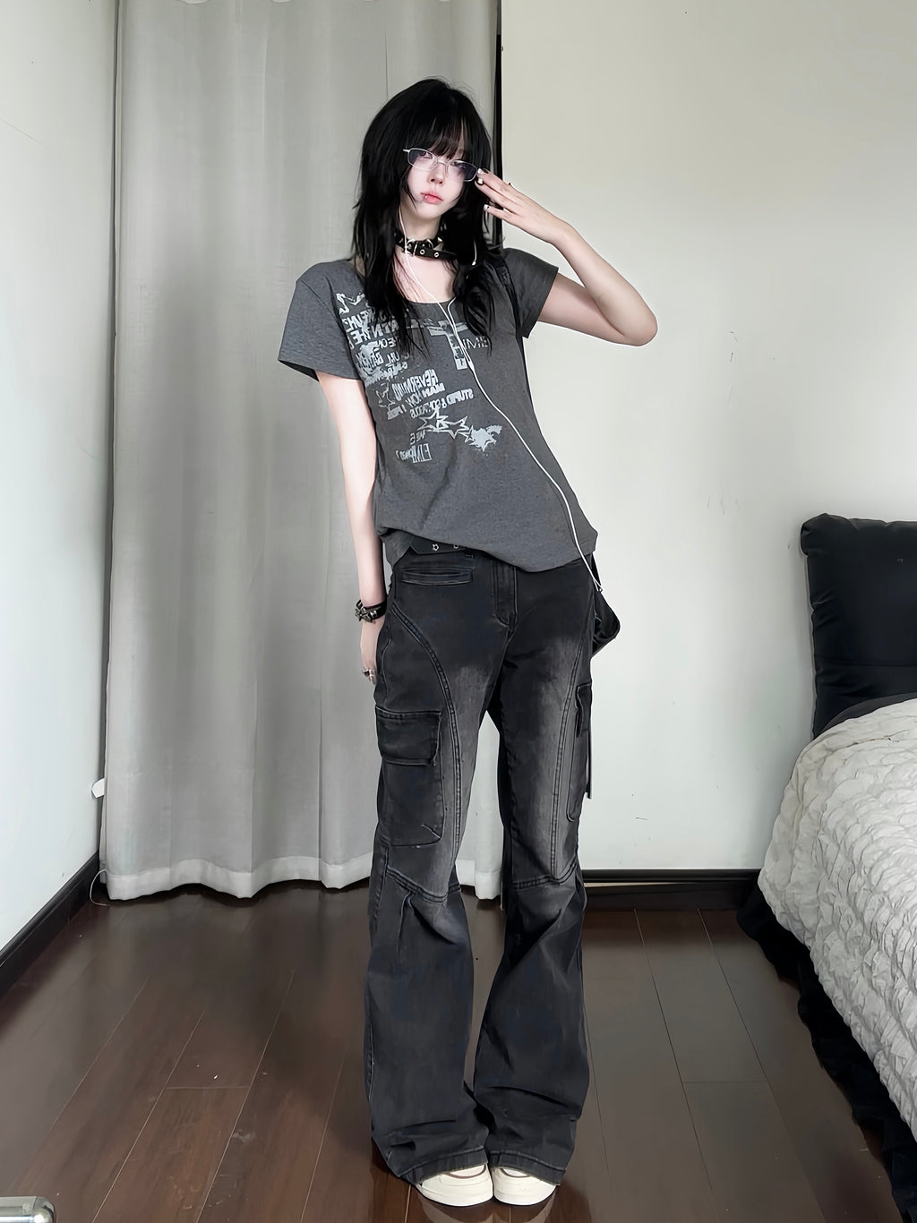 カレーレン Y2Kライトパンク ヴィンテージプリントTシャツ
