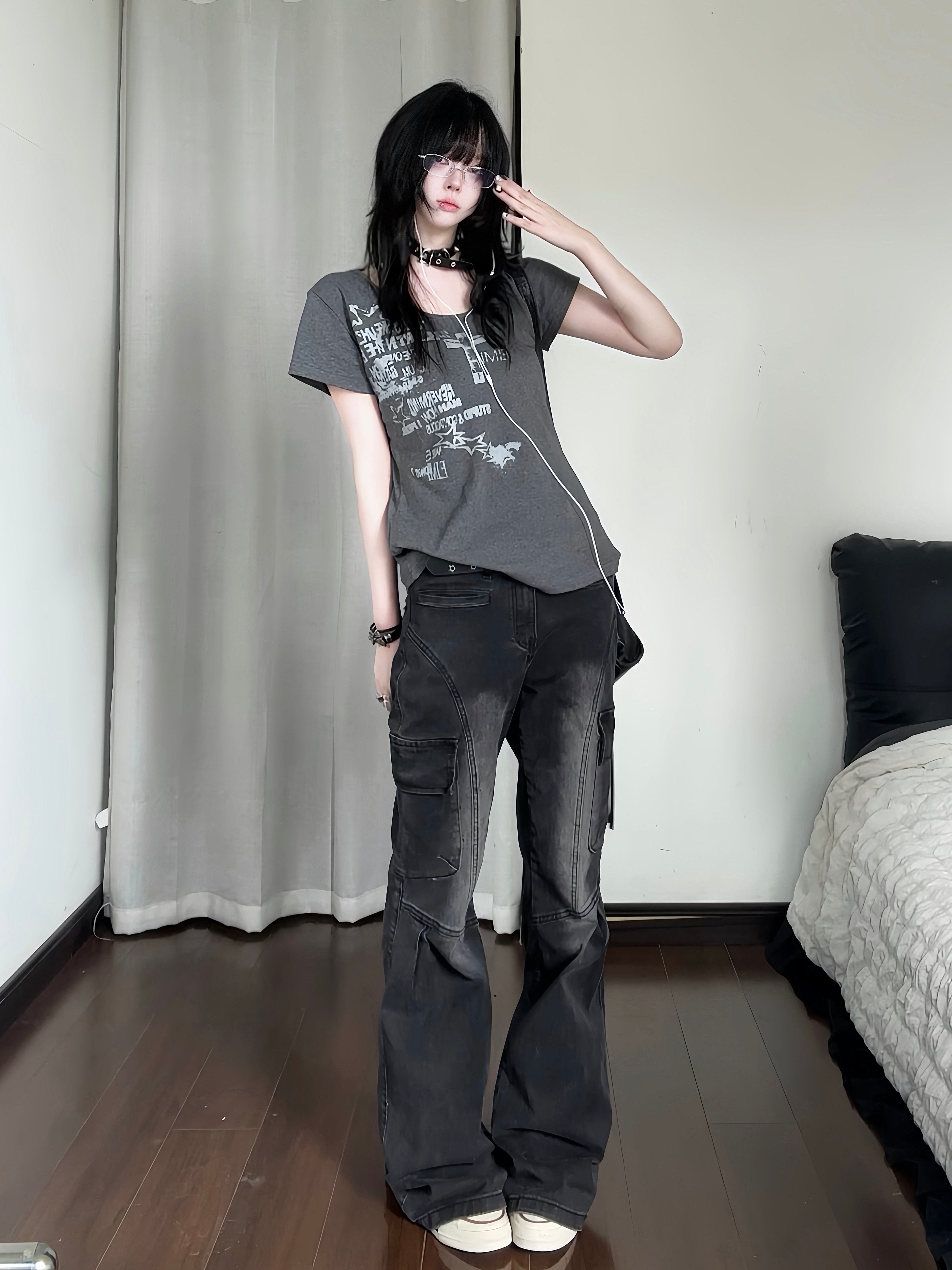 カレーレン Y2Kライトパンク ヴィンテージプリントTシャツ