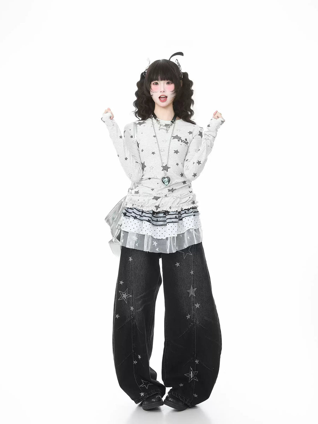 Ricky Lucky Women's Striped Star Lace Patchwork Mini Skirt – Layering Base Skirt LP 56456