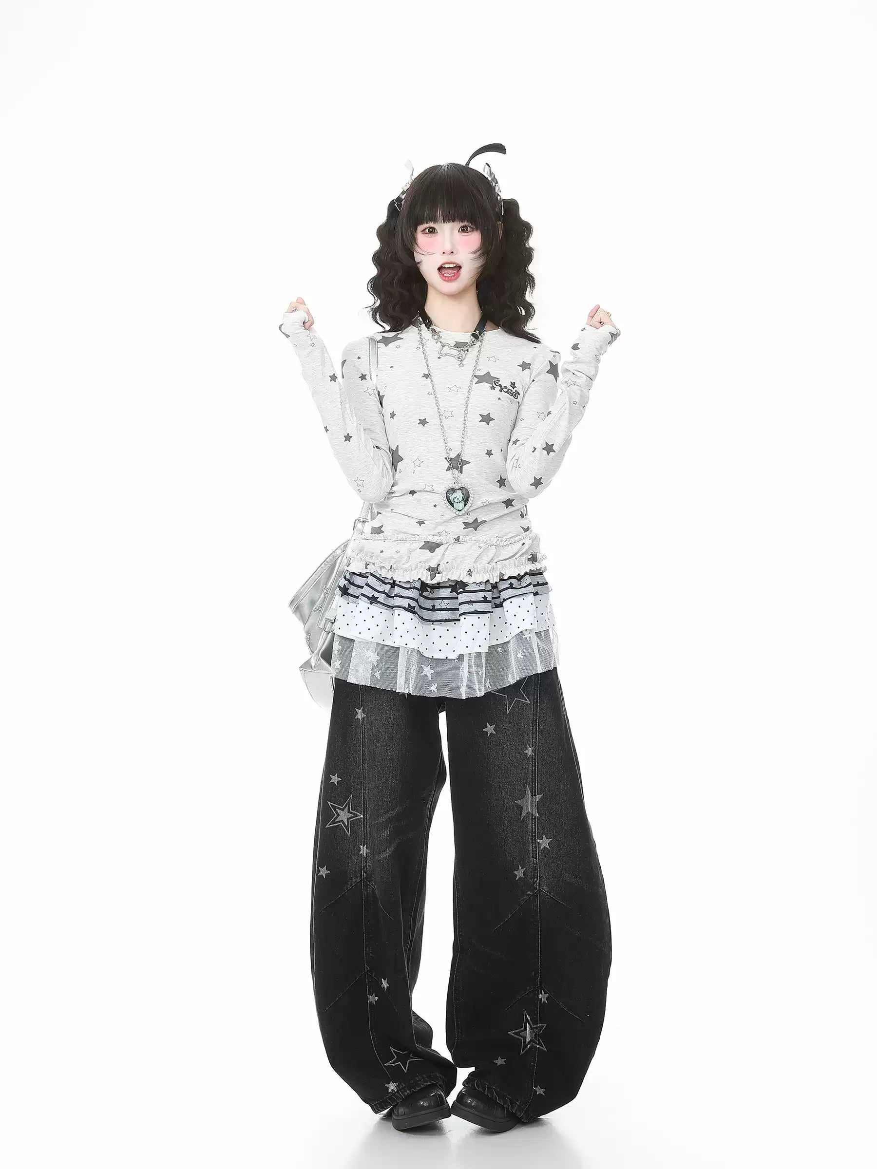 Ricky Lucky Women's Striped Star Lace Patchwork Mini Skirt – Layering Base Skirt LP 56456