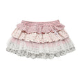 Women's Y2K Star Stripe Tiered Mini Skirt with Lace Trim – High Waist Flared Summer Skirt for Cute Streetwear