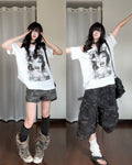 RICKY LUCKY アメカジ ワンショルダー 半袖 Tシャツ レディース 夏 オフショルダー トップス