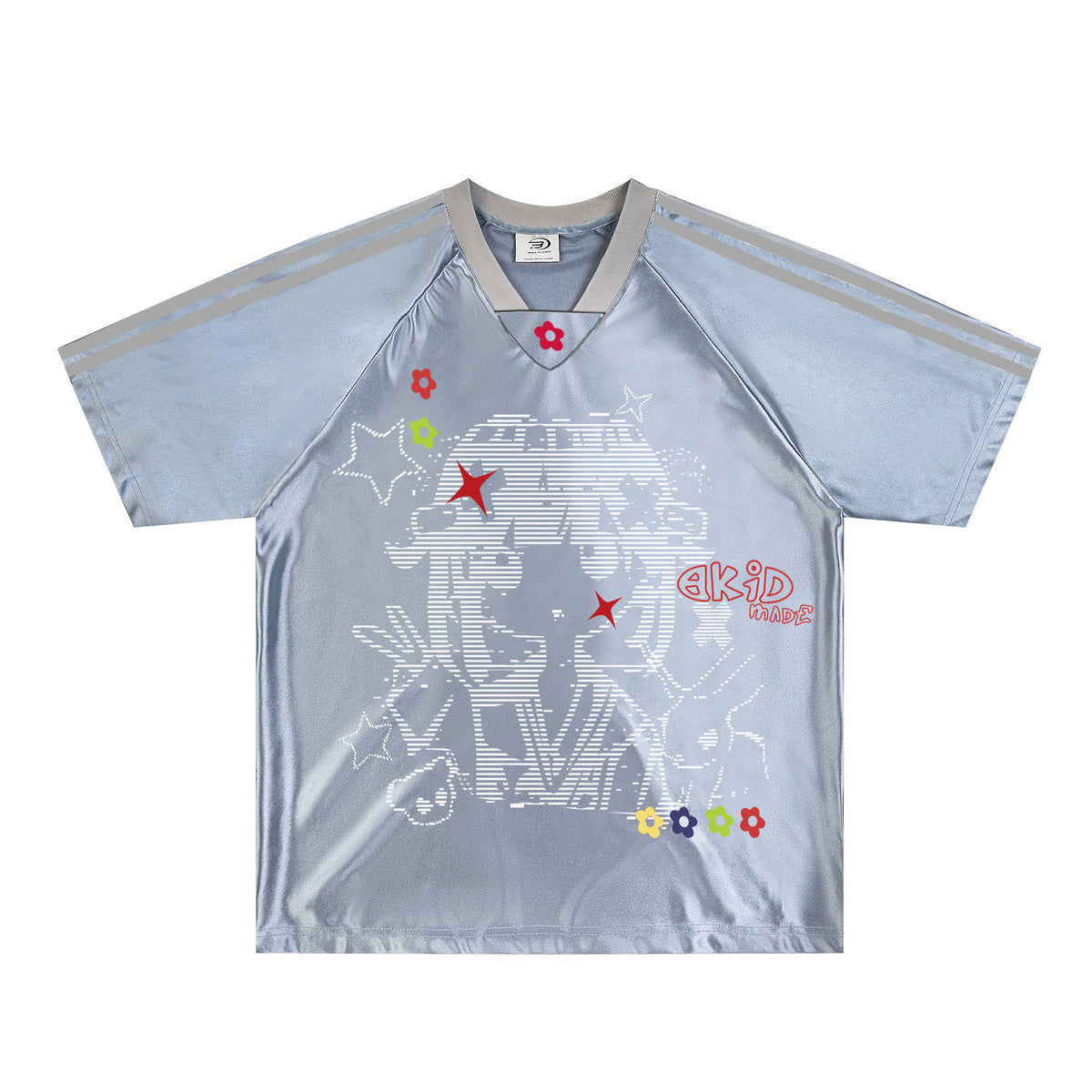 RICKY LUCKY アメカジヴィンテージ二次元Vネックユニフォーム半袖Tシャツ Y2K ユニセックス