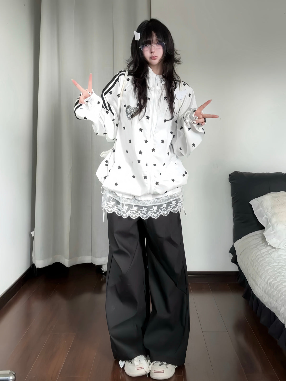 RICKY LUCKY 夏新作 星柄プリント フード付きUVカットパーカー ユニセックス