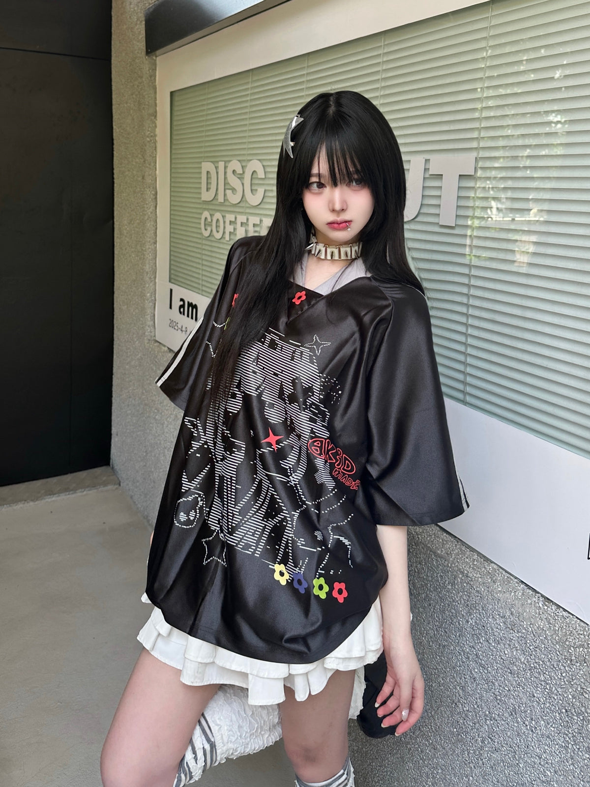RICKY LUCKY アメカジヴィンテージ二次元Vネックユニフォーム半袖Tシャツ Y2K ユニセックス