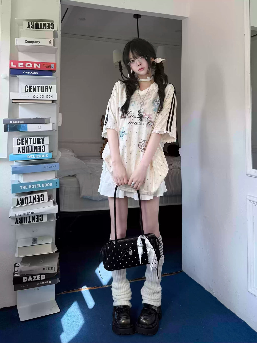 Y2K Harajuku Satin T-Shirt Women Sweet Kawaii Polka Dot Print Top | Fairy Grunge Lace Patchwork Jersey V-Neck Short Sleeve Blouse