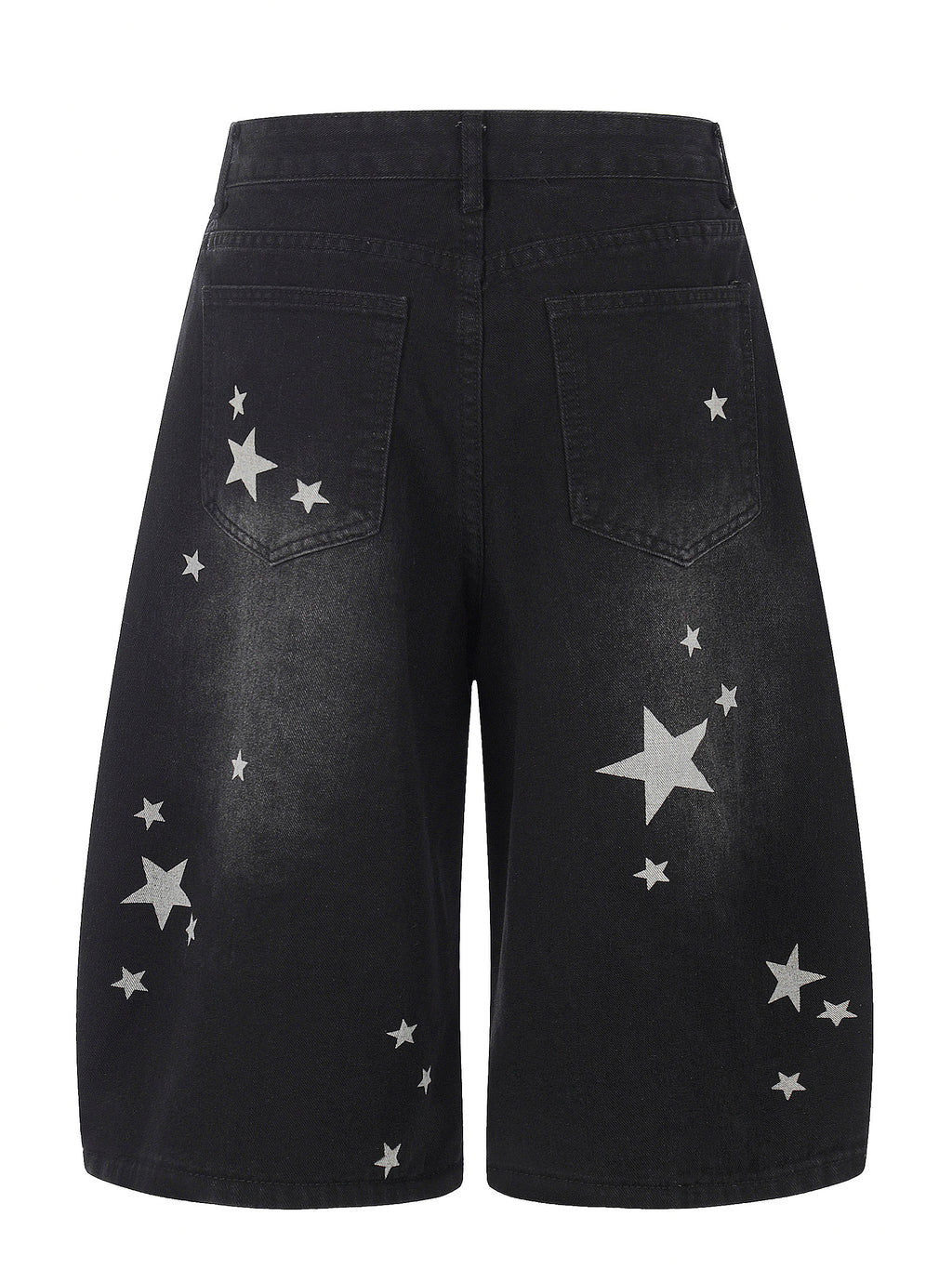 RICKY LUCKY アメカジ ヴィンテージ スタープリント 7分丈 デニムパンツ レディース 夏 ワイドハーフパンツ