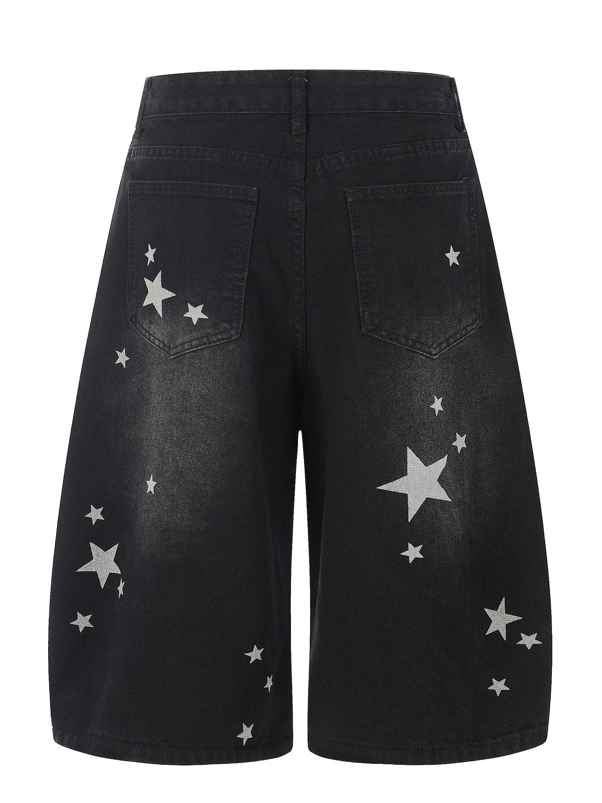 RICKY LUCKY アメカジ ヴィンテージ スタープリント 7分丈 デニムパンツ レディース 夏 ワイドハーフパンツ