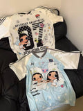 Cute Cartoon Polka Dot Print Short Sleeve Women's T-shirt Summer New Loose Thin Breathable Top Skin-friendly V-neck T-shirt