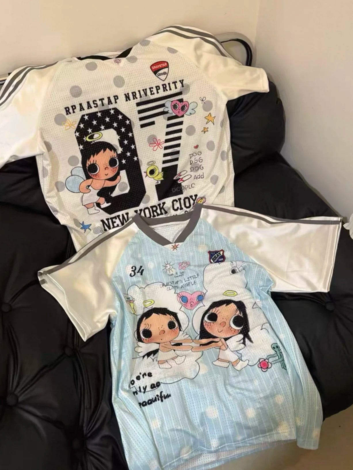 Cute Cartoon Polka Dot Print Short Sleeve Women's T-shirt Summer New Loose Thin Breathable Top Skin-friendly V-neck T-shirt