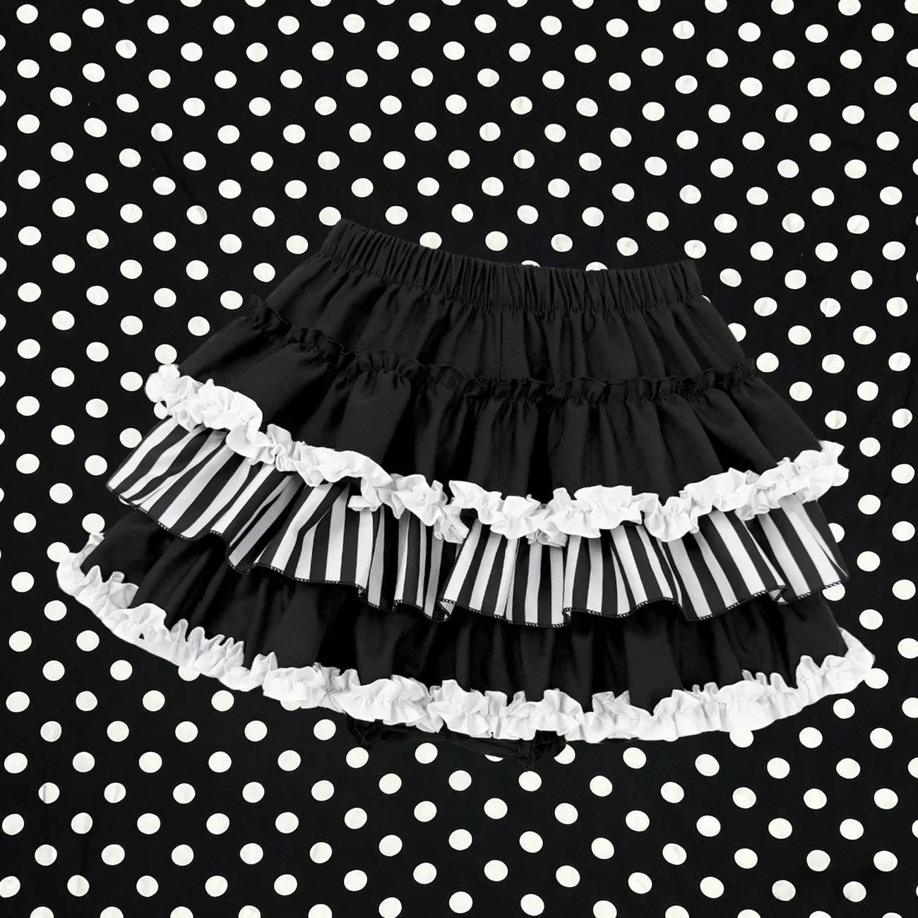 Y2k Gothic Punk Black White Short Skirt Women Hot Chick Darkly Polka Dot Ruffle Cake Skirt Female Sweet Chic Lolita Lace Skirts