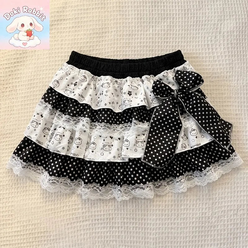 Summer Y2k Harajuku Mini Skirt Women High Waist Ruffle Trim Casual Party Music Festival Wear Korean Popular Kawaii Lolita Skirt
