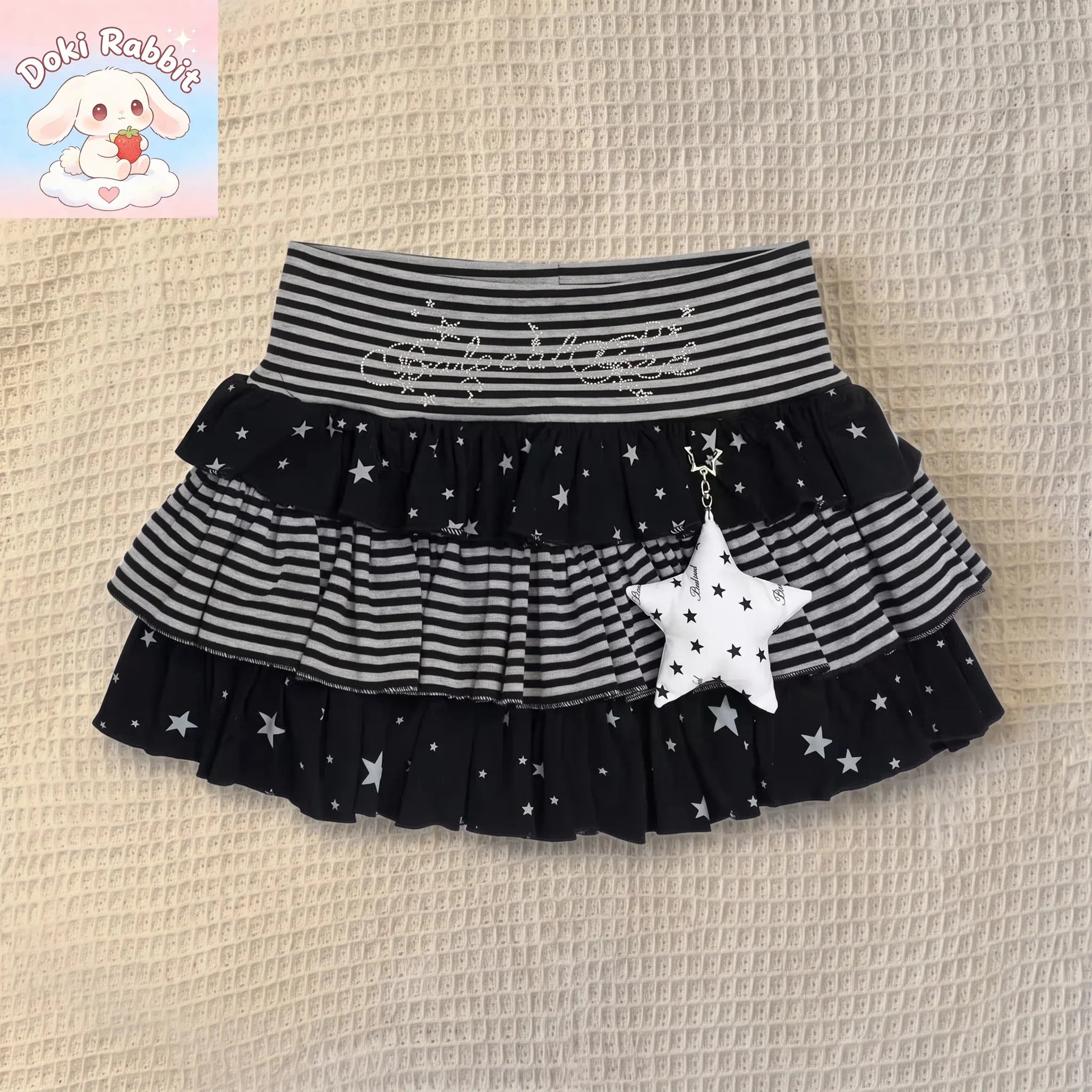 Summer Y2k Harajuku Mini Skirt Women High Waist Ruffle Trim Casual Party Music Festival Wear Korean Popular Kawaii Lolita Skirt