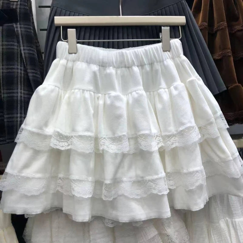 2000S Vintage Striped Patchwork Y2K Pleated Skirts Women Harajuku Y2k Lolita Mini Skirt High Waist Japan Style Cake Skirts Chic