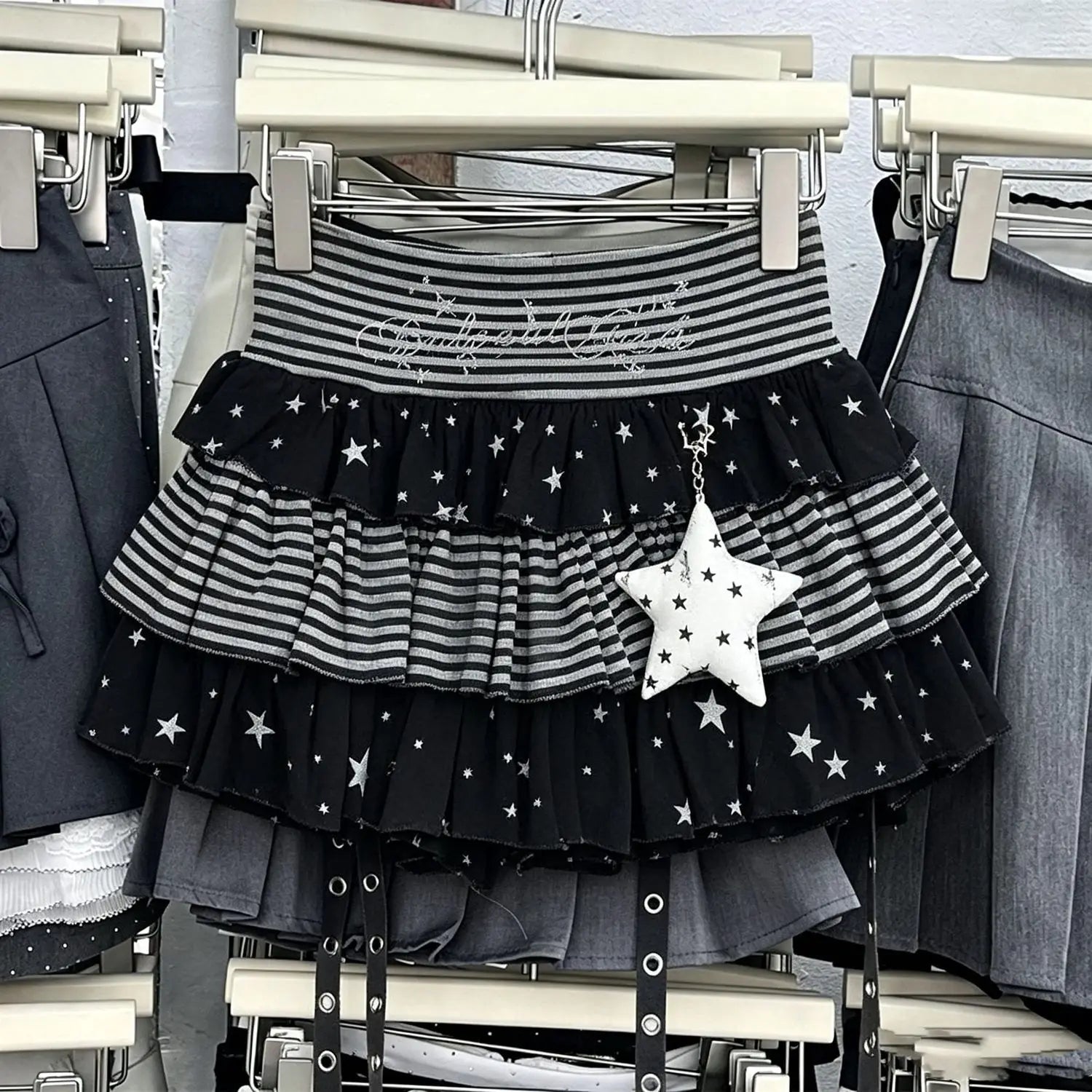 2000S Vintage Striped Patchwork Y2K Pleated Skirts Women Harajuku Y2k Lolita Mini Skirt High Waist Japan Style Cake Skirts Chic