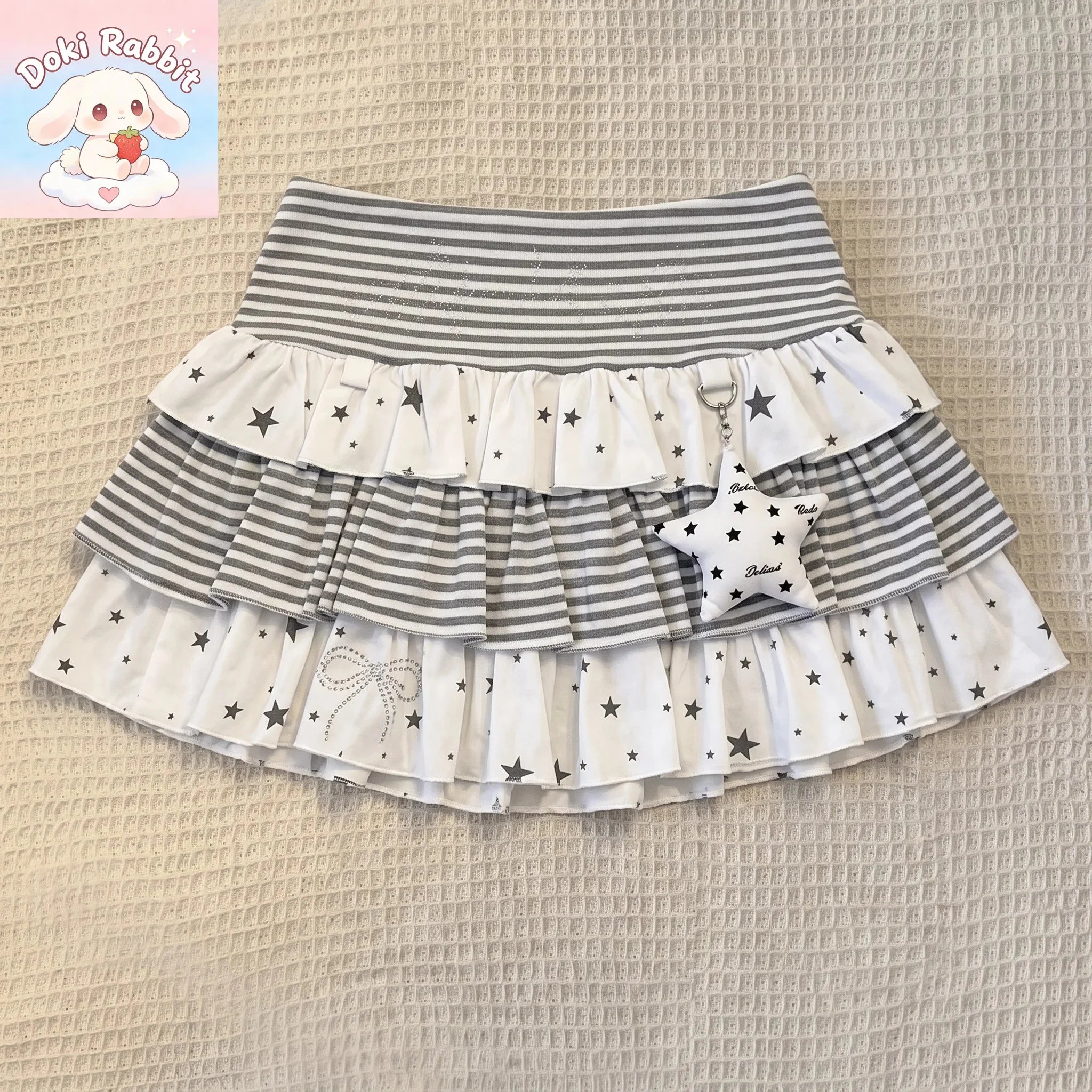 Summer Y2k Harajuku Mini Skirt Women High Waist Ruffle Trim Casual Party Music Festival Wear Korean Popular Kawaii Lolita Skirt