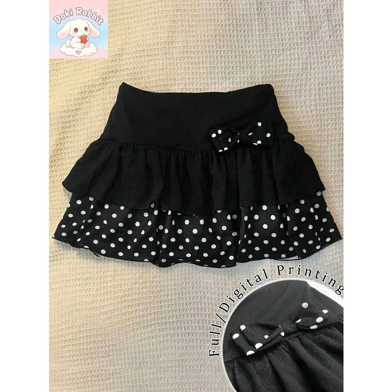 Summer Y2k Harajuku Mini Skirt Women High Waist Ruffle Trim Casual Party Music Festival Wear Korean Popular Kawaii Lolita Skirt