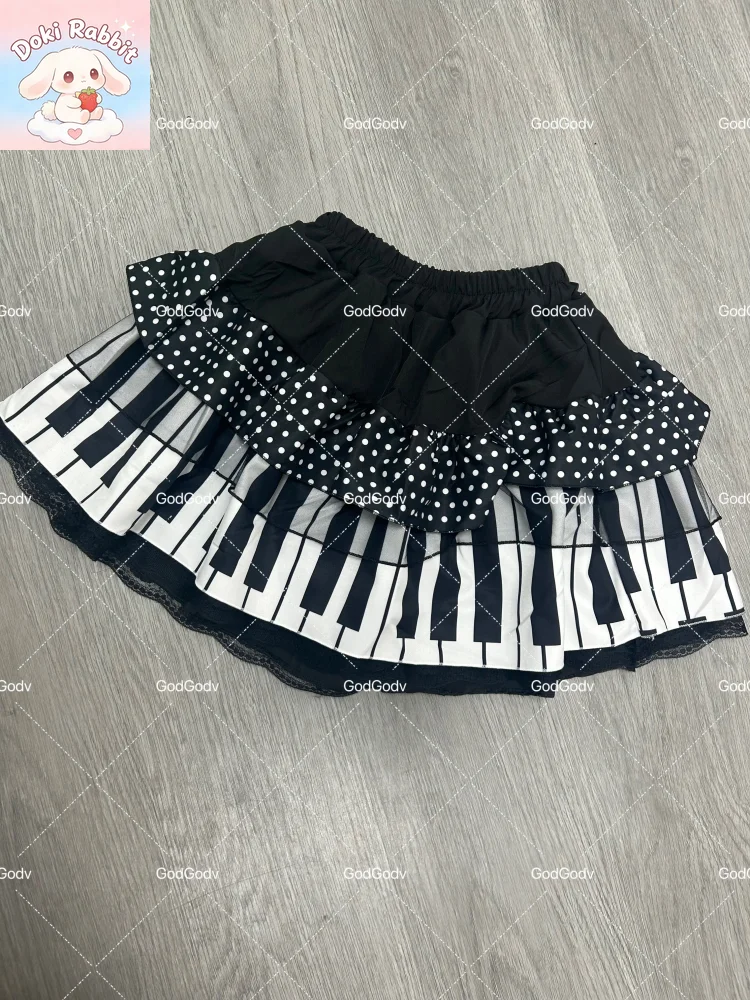 Summer Y2k Harajuku Mini Skirt Women High Waist Ruffle Trim Casual Party Music Festival Wear Korean Popular Kawaii Lolita Skirt