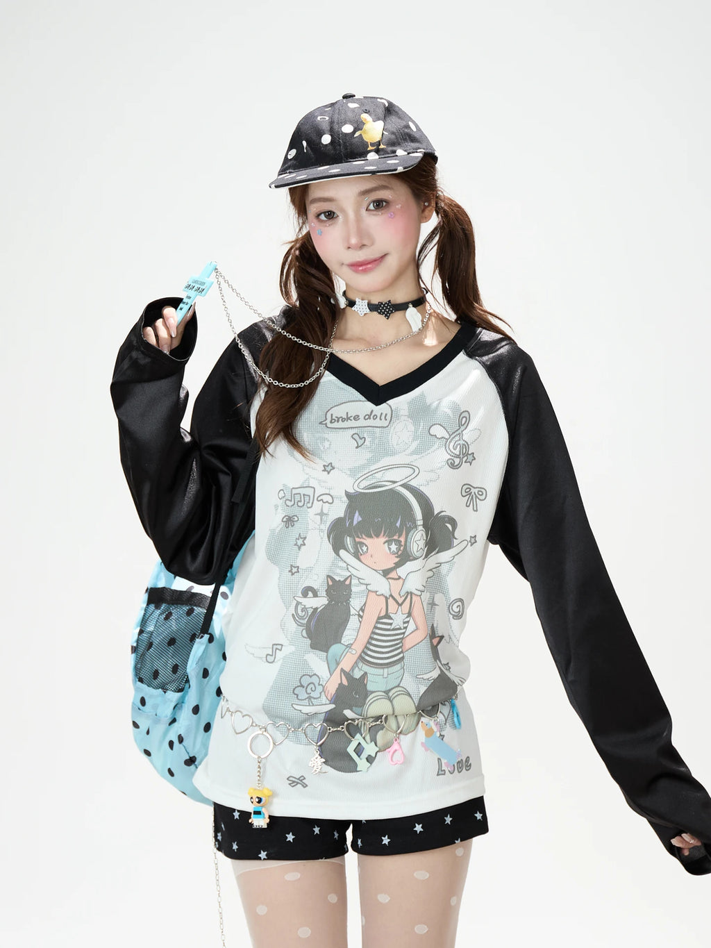 NERESUM Vintage Long Sleeve T-Shirt Women Loose Sweet Cool Girl Feel Casual Style Polyester Lyocell Fiber Breathable Short Sl...