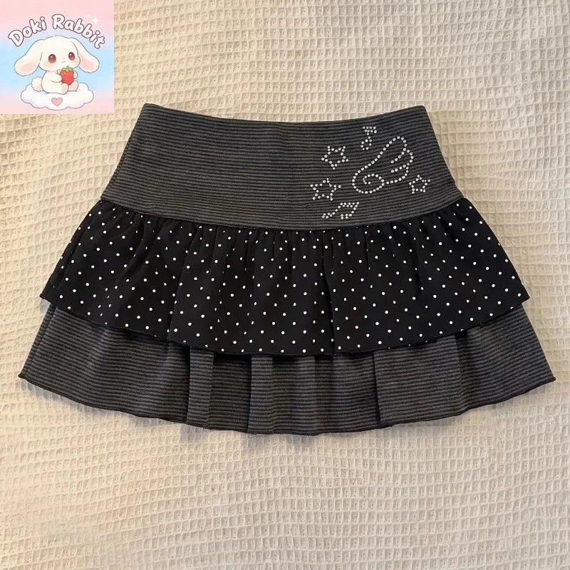 Summer Y2k Harajuku Mini Skirt Women High Waist Ruffle Trim Casual Party Music Festival Wear Korean Popular Kawaii Lolita Skirt