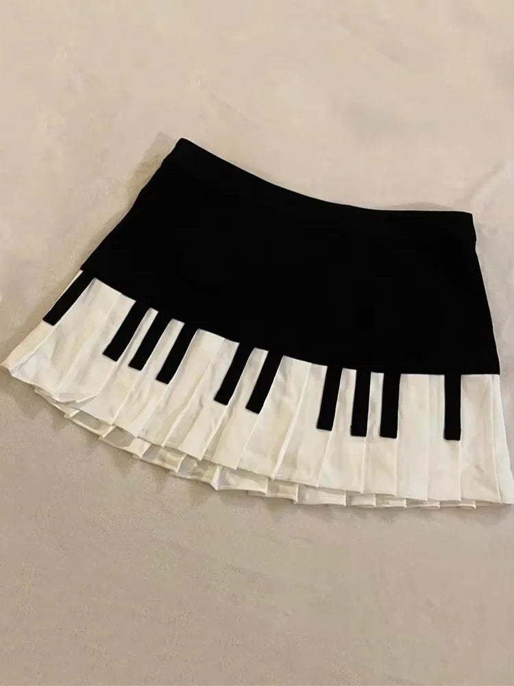 Y2k Gothic Punk Black White Short Skirt Women Hot Chick Darkly Polka Dot Ruffle Cake Skirt Female Sweet Chic Lolita Lace Skirts