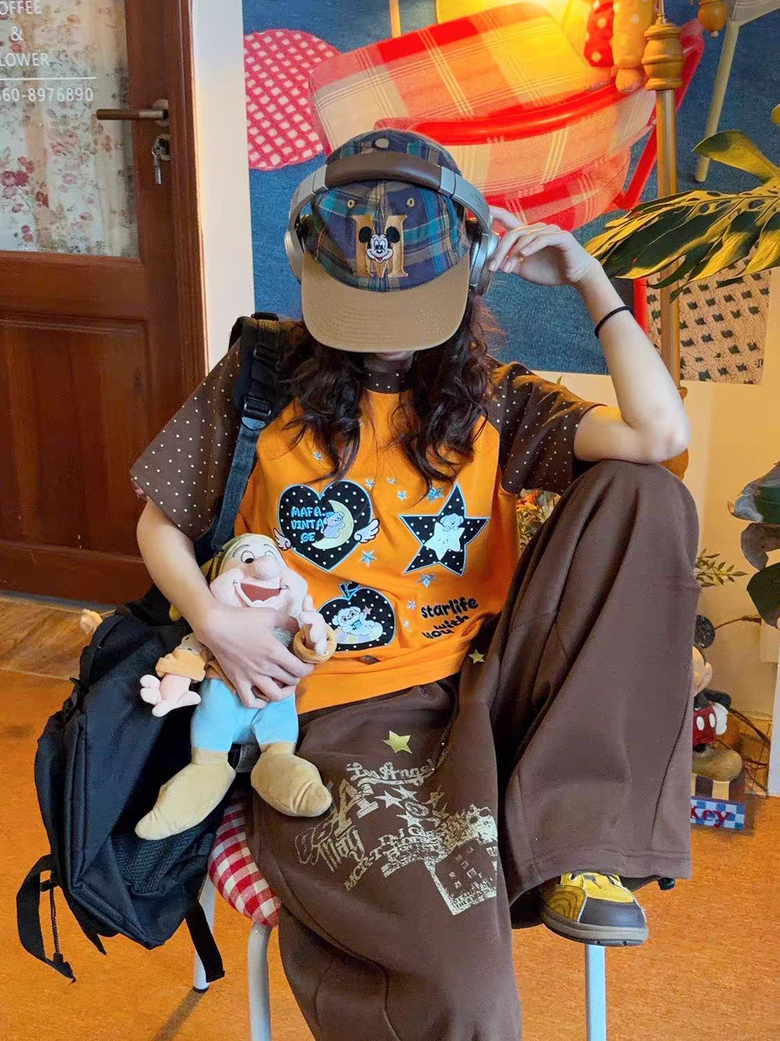 Japanese Y2k Cartoon Embroidered T-shirt 2000s Cutrecore Short Sleeve Tee Shirt Vintage Harajuku Patchwork Tops American