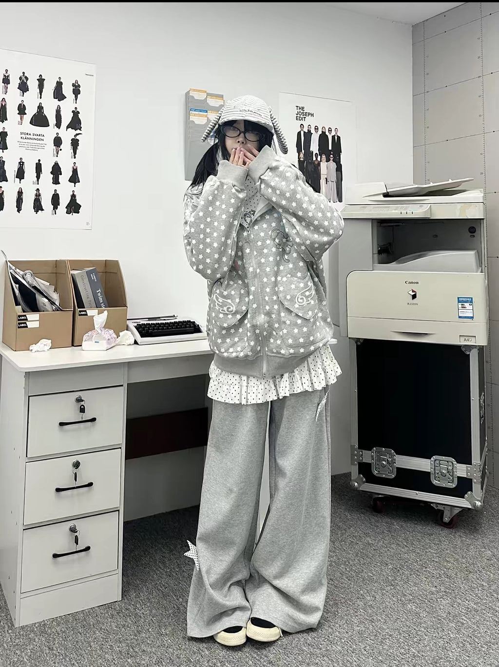 Curry People Spring New Polka Dot Cute Home Style Loose Face-Covering Hoodie Jacket Women's Top Cute Casual Versatile