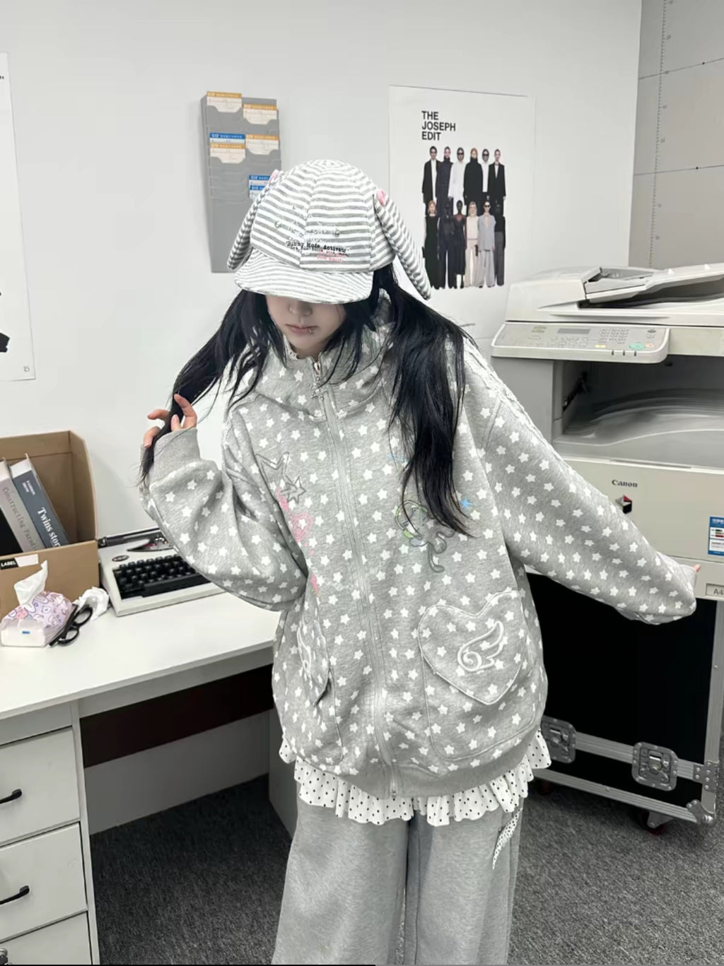 Curry People Spring New Polka Dot Cute Home Style Loose Face-Covering Hoodie Jacket Women's Top Cute Casual Versatile